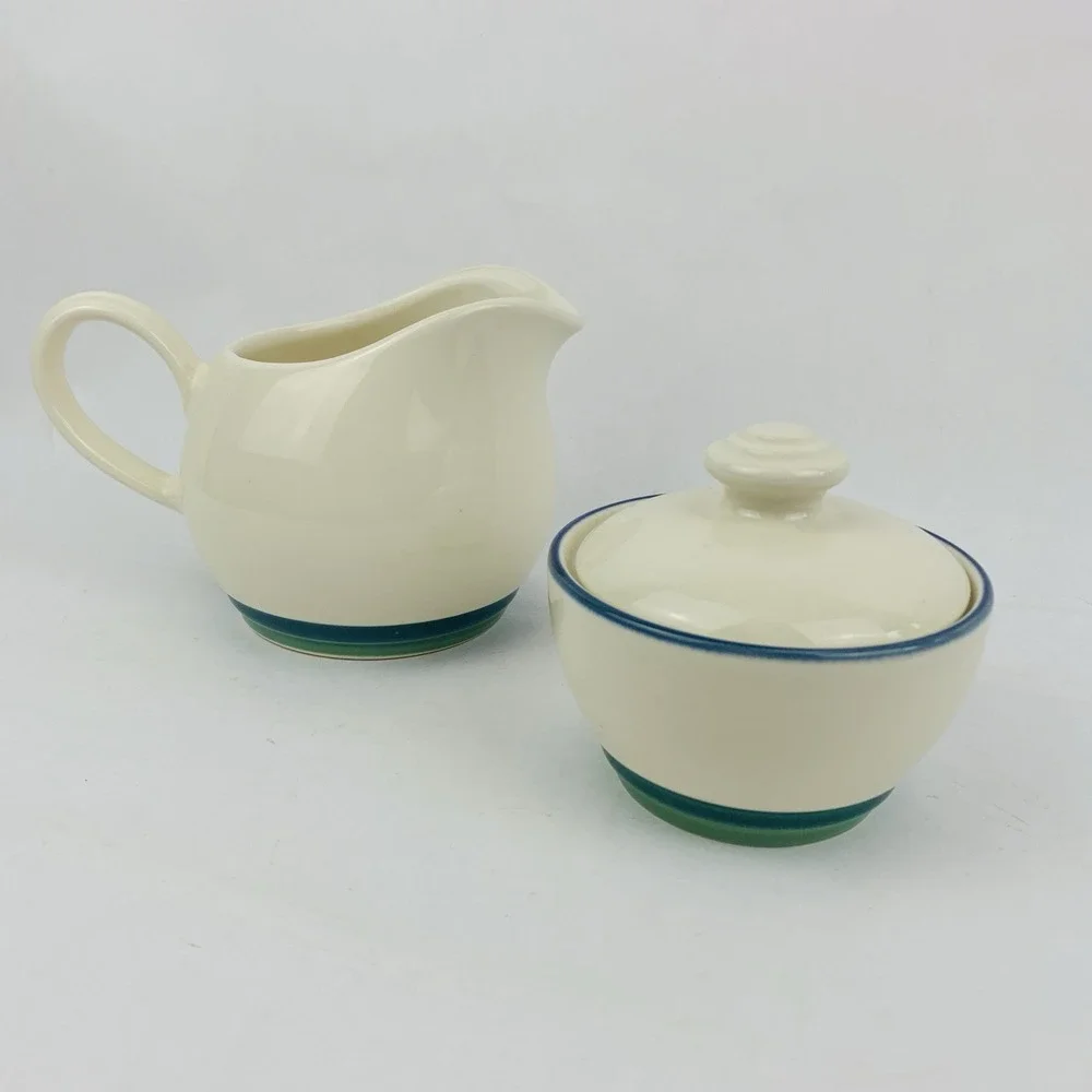 Vintage Pfaltzgraff Creamer And Sugar Bowl Set Ocean Breeze Gravy Holiday Table